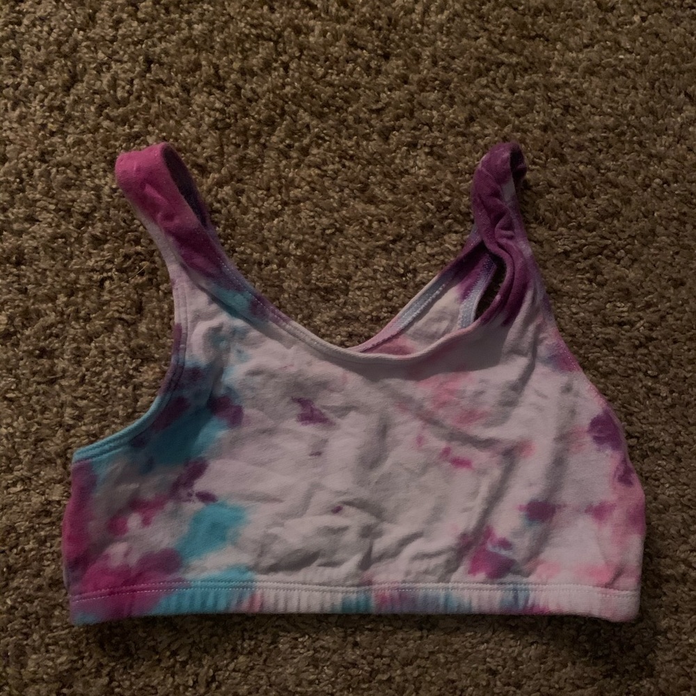 NWT pink/ purple/ blue tie dye sports bra